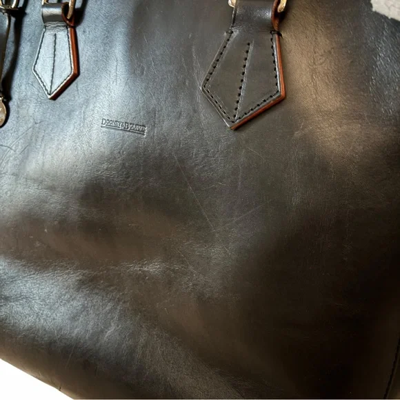 DOONEY & BOURKE Large Black Leather Computer Laptop Bag Shoulder Tote - Picture 11 of 17